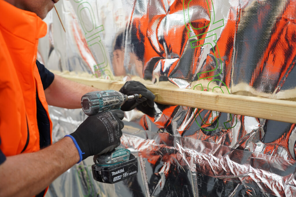 An image demonstrating the secure counter-battening of SuperFOIL Insulation to maintain proper air gaps.