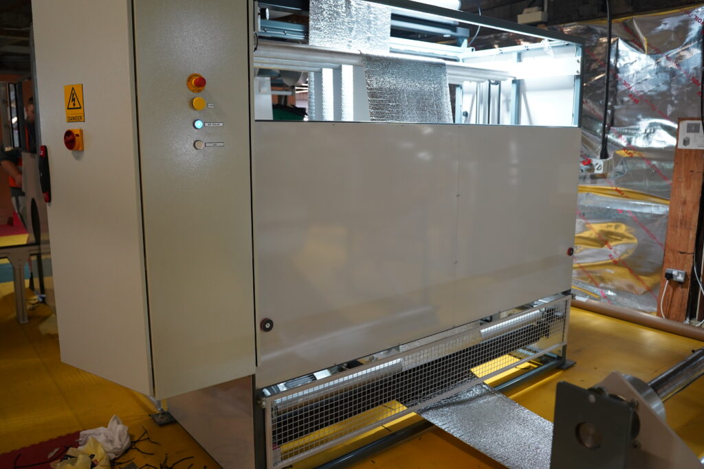 A close-up look at the bubble foil machine in action