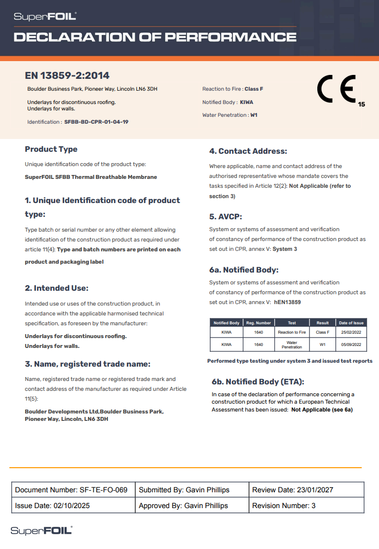 SuperFOIL SFBB | Declaration of Performance