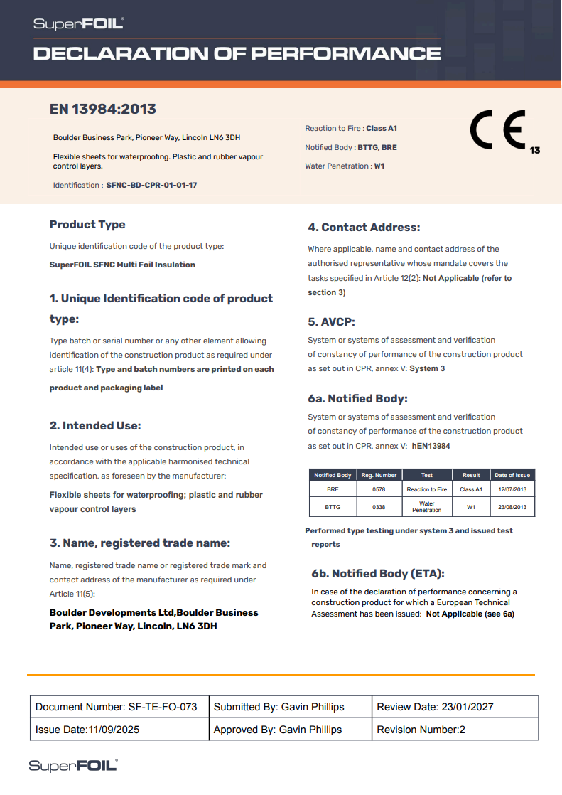 SuperFOIL SFNC+ | Declaration of Performance